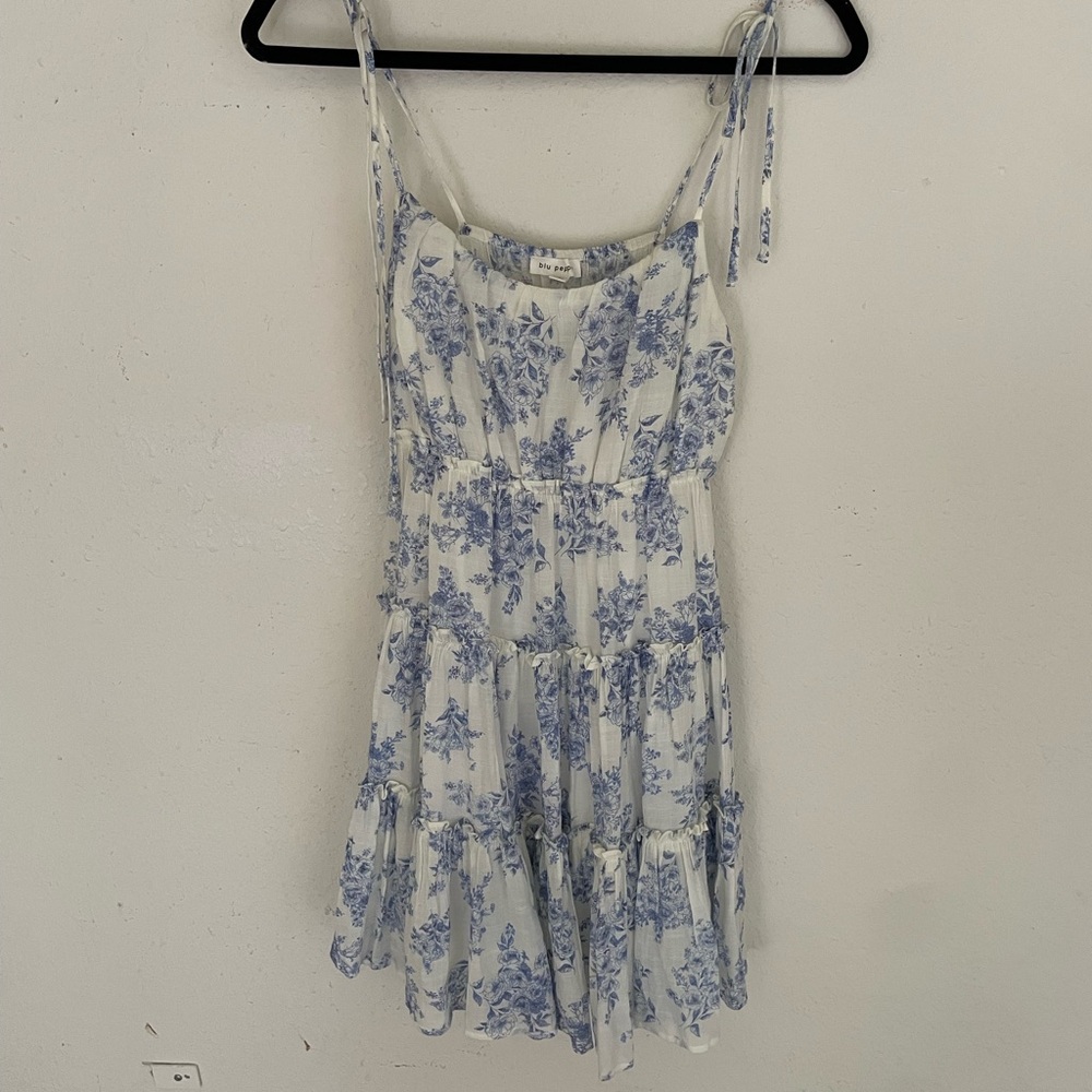Floral Blue and White Dress